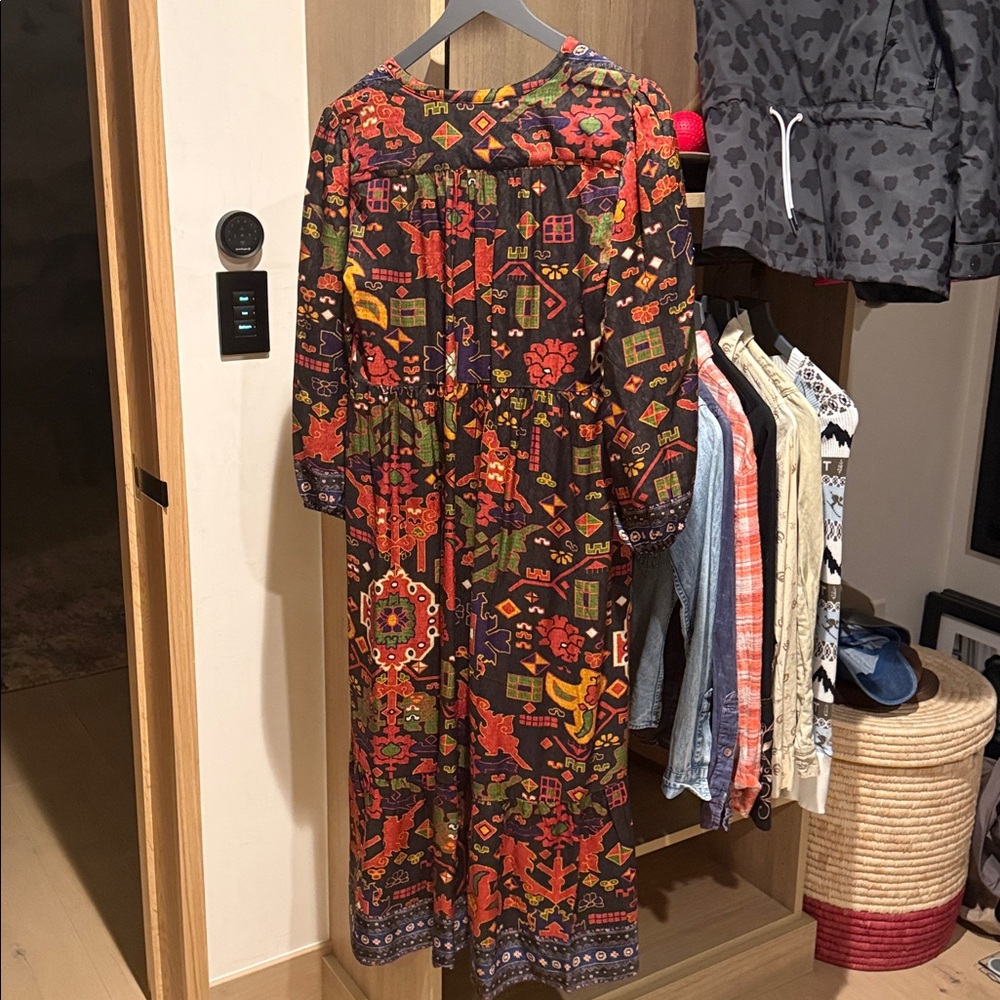 ba&sh Multicolor Floral Patchwork Midi Dress with Navy Accents - Picture 3 of 3